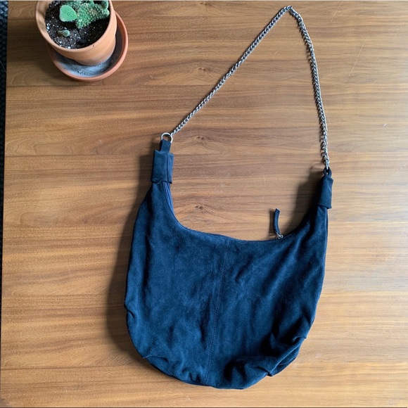 Friis & Company Navy Suede Hobo Bag. - Picture 2 of 8